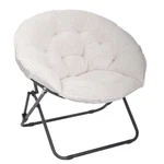Foldable Saucer Chair Portable Seat With Soft Ivory Sherpa Fabric Cushion Decor New. Price: $51.76.