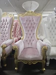 Brand New Royal 70" Tall Throne Party Chair Style - Light Pink / Gold. Price: $995.00.