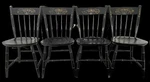 Vintage Nichols & Stone Ebonized Windsor Chairs (set Of 4) Hand Stenciled Used. Price: $375.00.