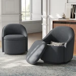 Linsy Swivel Accent Chair Set Of 2 Chenille Storage Grey New. Price: $416.26.