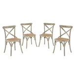 Modway Gear Rustic Modern Farmhouse Elm Wood Rattan Four Dining Chairs Gray New. Price: $569.22.