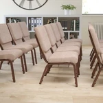 Flash Hercules 18.5''W Church Chair, Beige Fabric/book Rack New. Price: $94.99.
