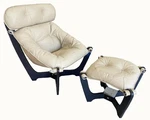Img Luna High Back Chair And Ottoman In Prime Latte Leather - Espresso Wood Base New. Price: $1599.00.