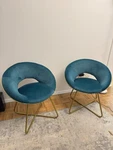 2 X Lue Bona Modern Accent Teal And Gold Velvet Chairs Used. Price: $100.00.