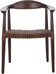 Stylish Juneau Walnut & Brown Leather Woven Accent Chair By Home New. Price: $391.99.