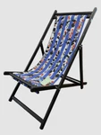Off-white Blue Stripes Folding Hammock-style Outdoor Wood Logo Deck Chair Used. Price: $186.28.
