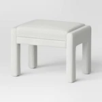 Fully Upholstered Ottoman Cream Boucle - Threshold: Wooden Frame, Polyester, New. Price: $62.99.