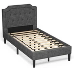 Costway Twin Upholstered Platform Bed Frame Linen Headboard Mattress Foundation New. Price: $159.99.
