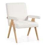 Mid Century Modern Accent Chair With Rubber Wood Frame And Padded Armrests-white New. Price: $268.49.