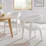 Modway Pinnacle Boucle Upholstered Dining Chair Set Of Two Ivory New. Price: $451.50.
