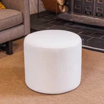 19" Round Pouf Ottoman Fabric Cream Boucle - Wovenbyrd Open. Price: $84.14.