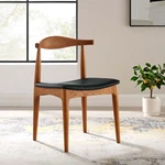 Modway Mid-century Modern Wood Dining Side Chair With Black Faux Leather Seat New. Price: $166.25.