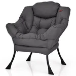 Costway Modern Polyester Fabric Lazy Chair Single Sofa W/ Side Pocket Grey New. Price: $89.99.