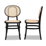 Baxton Studio Garold Brown And Black Wood 2-PIECE Cane Dining Chair Set New. Price: $301.92.