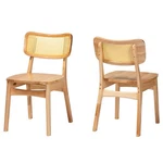 Pemberly 17.7" Wood Rattan Dining Chair Oak Brown (set Of 2) New. Price: $210.46.