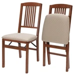 Stakmore Simple Mission Wooden Folding Chairs W/ Padded Seats, Cherry, Set Of 2 New. Price: $159.99.