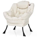 Costway Modern Polyester Fabric Lazy Chair Single Sofa W/side Pocket Beige New. Price: $84.99.