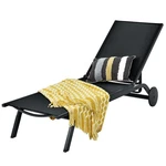 Goplus Patio Lounge Chair Chaise Reclining Aluminum Fabric Adjustable Black New. Price: $84.99.