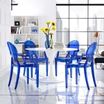 Modway Transparent Modern Crystal Dining Accent Armchairs Blue Set Of 4 New. Price: $579.25.