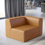 Modway Mingle Vegan Leather Sectional Sofa Right-arm Chair Tan New. Price: $657.25.