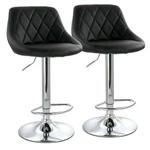 Elama 2 Piece Diamond Stitched Faux Leather Bar Stool In Black With Chrome Base New. Price: $172.99.