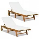 Costway 2PCS Patio Acacia Wood Lounge Chair Chaise Recliner Adjustable Backrest New. Price: $309.99.