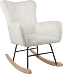 Cream Teddy Fabric Rocking Chair With Padded Seat & Ergonomic Armrests New. Price: $256.99.