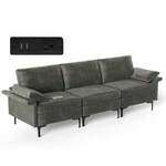 Modern Modular Fabric 3-SEAT Sofa Couch W/ Socket Usb Ports & Metal Legs Grey New. Price: $246.99.