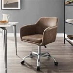 Linon Colton Upholstered Office Chair With Wheels Vintage Brown Faux Leather New. Price: $141.33.