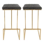 Leisuremod Quincy Stitched Leather Gold Metal Bar Stools Set 2 Gray New. Price: $150.35.