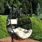 Black Resin Wicker Round Hanging Egg Chair With Cushions - Yellow By Sunnydaze New. Price: $249.47.