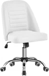 Stylish Mid Back Pu Leather Armless Office Chair With Rolling Wheels - White New. Price: $139.99.