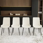 Set Of 4 Pu Leather Dining Chairs Upholstered W/ Metal Frame Legs Home White New. Price: $190.56.
