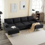 Fch Shaped Sectional Sofa 110" Large Couch With 2 Lounge Chaise New. Price: $475.39.