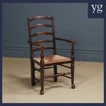 Antique English Victorian Lancashire Elm Kitchen Dining Armchair Used. Price: $772.05.