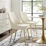 Modway Viscount Performance Velvet Dining Chairs - Set Of 2 Gold Ivory New. Price: $181.40.