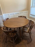 Tell City Co. Maple Colonial Round Extendable Dining Table & (4) Chairs Used. Price: $800.00.