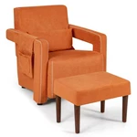 Modern Berber Fleece Single Sofa Chair With Ottoman And Waist Pillow-orange Co New. Price: $146.48.