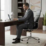 Foh Pu Leather Ribbed Executive Chair With Armrests(high Back). New. Price: $196.00.