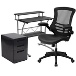 Flash Furniture 3 Piece Work From Home Office Desk Set In Black New. Price: $606.99.
