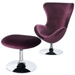 Benzara Fabric Curved Design Chair With Ottoman And Tubular Base, Set Of 2, Purp New. Price: $551.66.