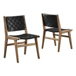 Modway Saoirse 17.5" Woven Leather Dining Side Chair Walnut/black (set Of 2) New. Price: $297.76.