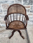 Antique Caned Bentwood Oak Adustable Swivel Seat Rocking Office Banker's Chair Used. Price: $249.99.