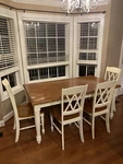 Homestyles Monarch Rubbed White 4-CHAIR Dining Set W/bench Used. Price: $719.00.