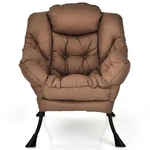 Modern Polyester Fabric Lazy Chair W/side Pocket Steel Frame Armrests Brown New. Price: $99.99.