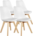 Olixis Set Of 4 Dining Kitchen Mid-century Modern Chairs With Wood Legs And Pu New. Price: $175.60.