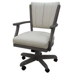 Pemberly Row Caster Solid Wood Dining Chair Ocean Beige Vinyl With Dark Grey New. Price: $498.99.