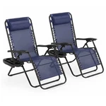 2-PACK Zero Gravity Chair 300LB Patio Beach Pool Recliner Pillow Cup Blue New. Price: $63.99.