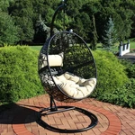 Resin Wicker Hanging Egg Chair With Steel Stand/cushion - Beige By Sunnydaze New. Price: $269.67.