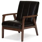 Baxton Studio Nikko Faux Leather Accent Chair In Dark Brown And Walnut New. Price: $202.99.